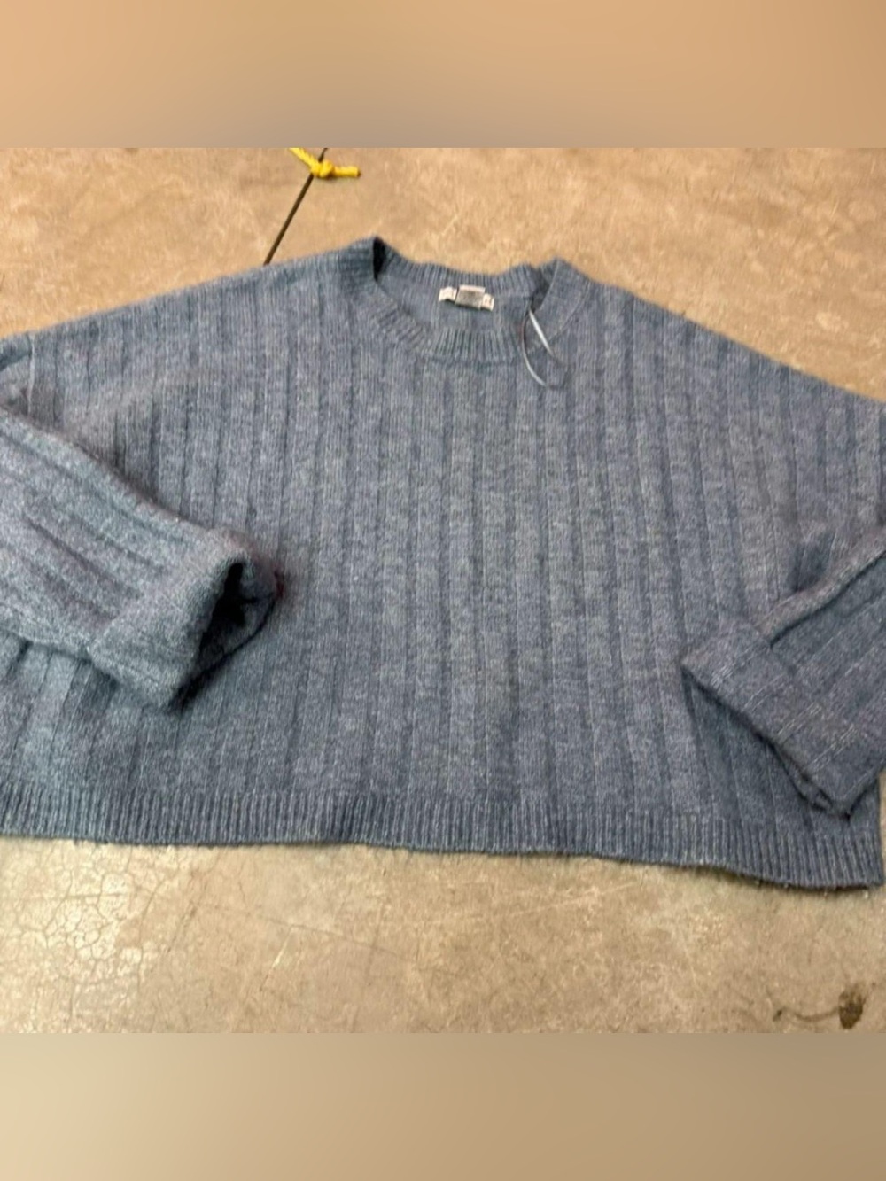 Womens Crewneck Ribbed Sweater - Blue